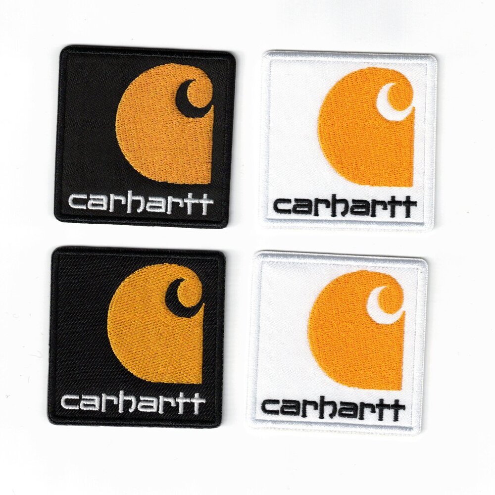 (4) Carhartt White + Black 2.5in Embroidered Patches